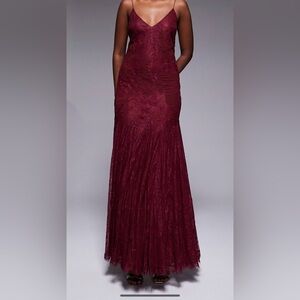 NWT Elegant Burgundy Lace Backless Dress